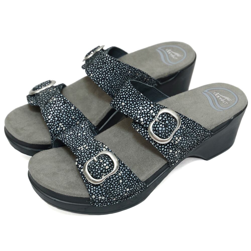 New Dansko Sophie Shagreen Black Sandals Style 9841180200 Size 39 US 8.5-9
